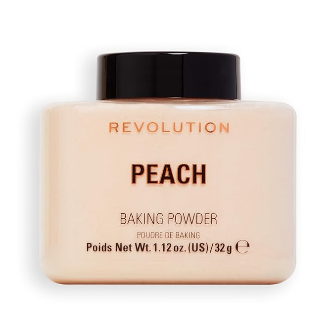 Revolution, Loose Baking Powder, Makeup Setting Powder, Long Lasting Coverage, Mattifies & Reduces Shine, Peach, 1.13 oz