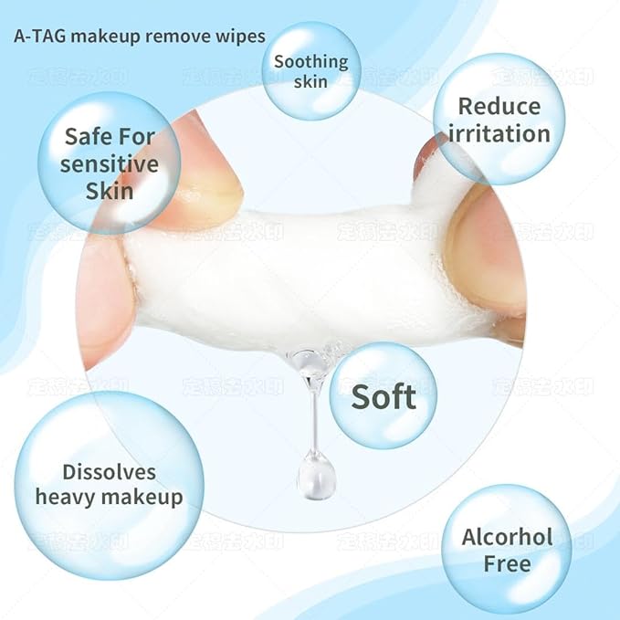 Make-up Remover Facial Cleansing Alcohol Free and Waterproof Makeup Remover Wipes, With Vitamin E Make up Remover Wipes for Face, Eyes, Lips. 25+5 Extra wipes