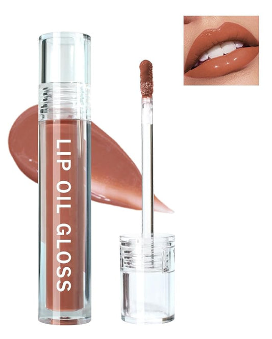 Hydrating Lip Tint Stain-1Pcs Tinted Plumping Lip Glow Oil, Moisturizing Water Lip Stain Makeup, Pigmented Non-Sticky Vegan Lip Gloss, Multi-Use Lip & Cheek Tint, Nude Glossy Finish, Cruelty Free-02#