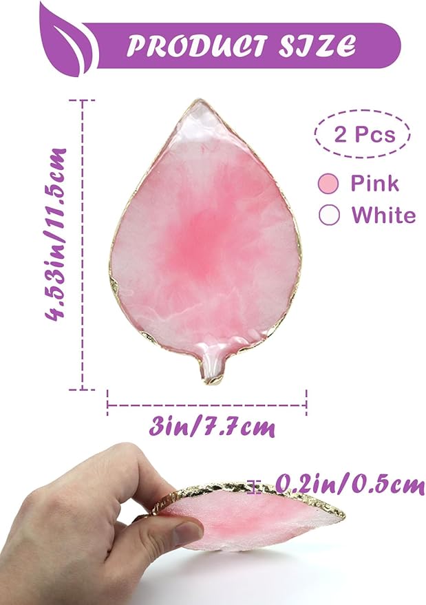 Resin Nail Art Palette,Leaf Design Nail Painting Polish Palette Color Mixing Makeup Tools Gel Polish Tray Cosmetic Mixing Tools Makeup Display Board(White&Pink)