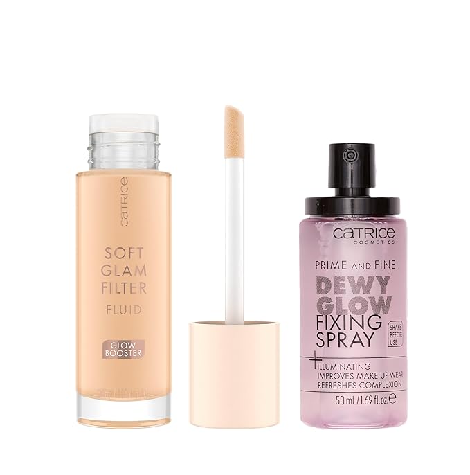 Catrice | Prime & Fine Illuminating Dewy Glow Spray & Soft Glam Filter Fluid 015 Bundle | Full Coverage Makeup | Vegan & Cruelty Free