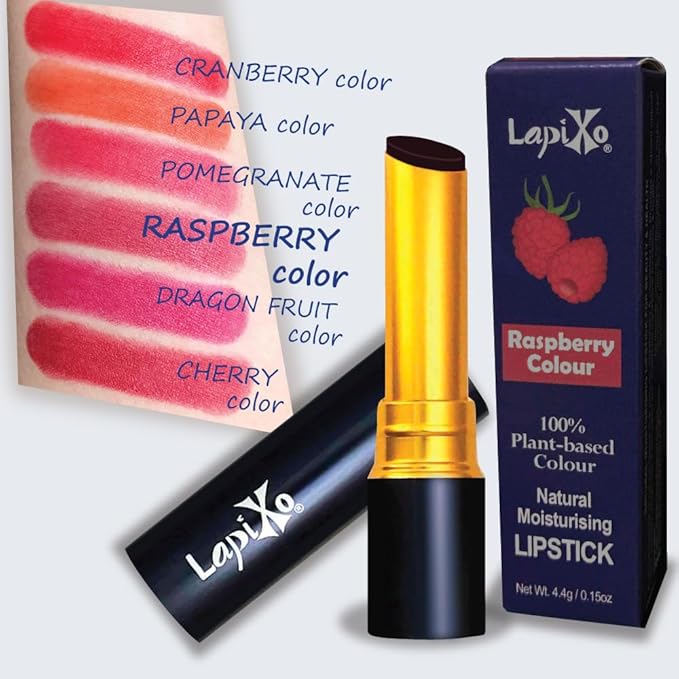 100% Plant-based Color Lipstick, Unique Formula, Natural + Moisturizing | Non-Toxic, All Food Ingredients, Antioxidant-rich, Natural Matte Vibrant Color, 4.4g/0.15oz (Raspberry color)