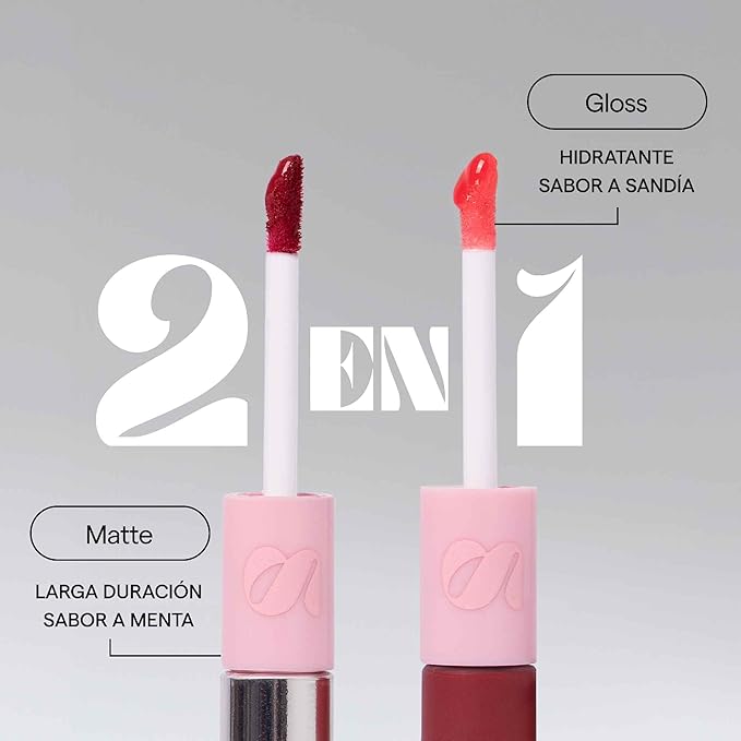 SARELLY CREATIVO LAB | Duo Telenovela Lips Matte & Gloss Lip Kit | Red Lipstick + Non-Sticky Gloss | Vegan Leather Case