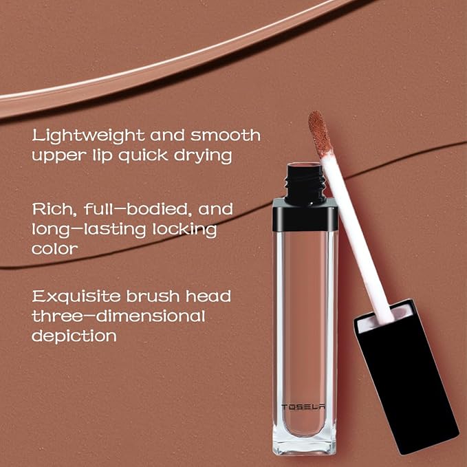 Lip Set, Lip Stain Long Lasting Waterproof, Lightweight, Non-sticky, High Shine Finish, Super Natural #06