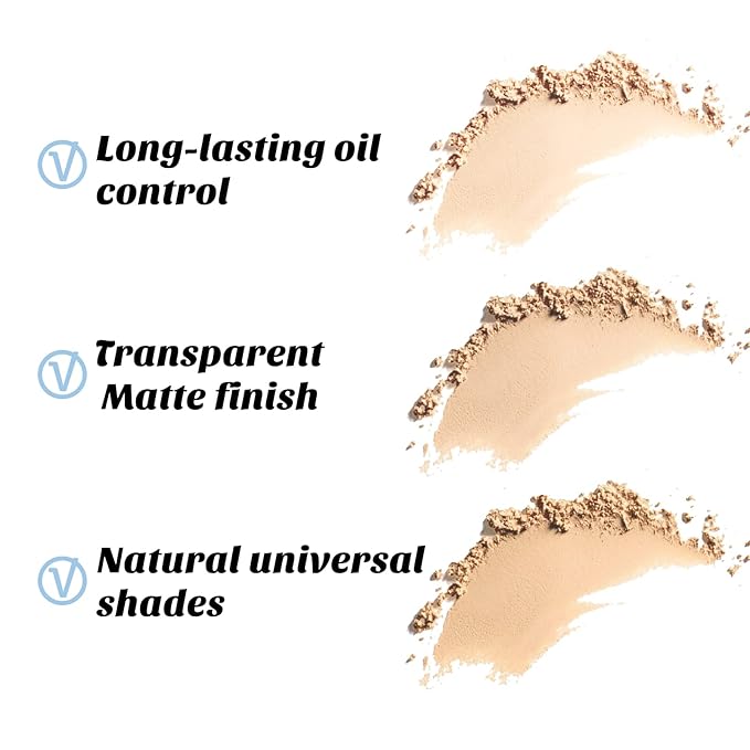 Boobeen Matte Setting Powder, Poreless Finishing Powder, Translucent, Lightweight, Compact Pressed Baking Powder,Creates Soft Focus Effect