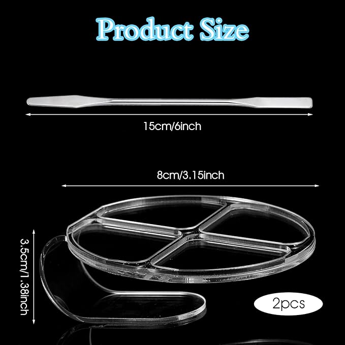 2 Pcs Makeup Mixing Palette with Stick Clear Foundation Palette & Nail Art Tray - Makeup Artist Essentials