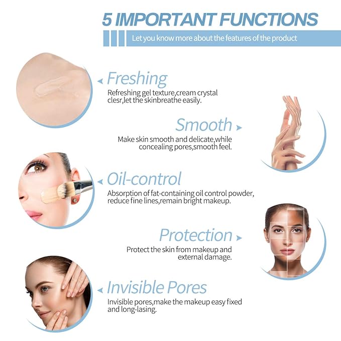PHOERA Primer Face Foundation Primers,Face Primer for Makeup Long Lasting Hydrating Smoothing Isolated Moisturizing Oil Free Effect Make Up Base Matte Makeup Primer (6ml)