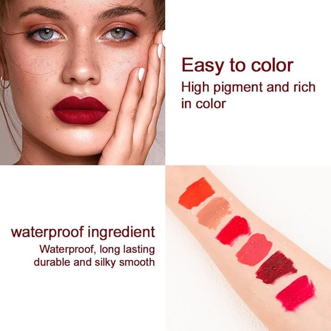 6 Multi Color Organic Wine Lip Tint Set, Lip Gloss, Wine Lip Tint Long Lasting 24 Hour Waterproof Nonstick Cup Lipgloss Lip Makeup Gift Sets for Girls and Women .17 Fl Oz