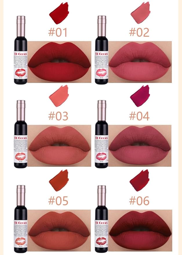 3Pcs Wine Bottle Lip Tint Stain, Matte Liquid Lipstick Lip Gloss Set for Women, Long Lasting Lip Stain Wine Lip Tint, #1#2#6