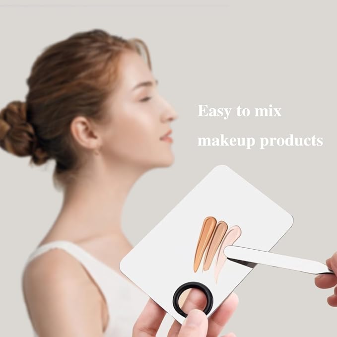 Incauca Foundation Mixing Palette with Make Up Spatula Tool, Metal Makeup Mixing Tray Mixer, Foundation Plate for Liquid Makeup, Nail Blending, Cosmetic Scoop Skin Scraper for Skincare Facial Beauty