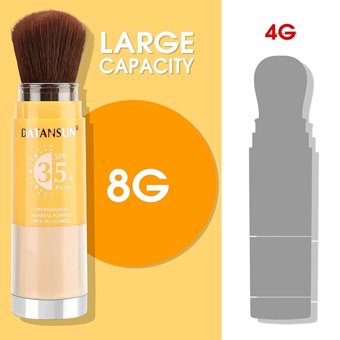 2PCS Mineral Powder Sunscreen Setting Makeup - SPF 35 Brush On Sunscreen for Face & Scalp & Hair, Natural Matte Loose Finishing Powder, Oil Control Lightweight Breathable (#02 Translucent)