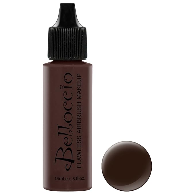 Belloccio's Professional Cosmetic Airbrush Makeup Foundation 1/2oz Bottle: Deep Ebony - Dark with Neutral Undertones