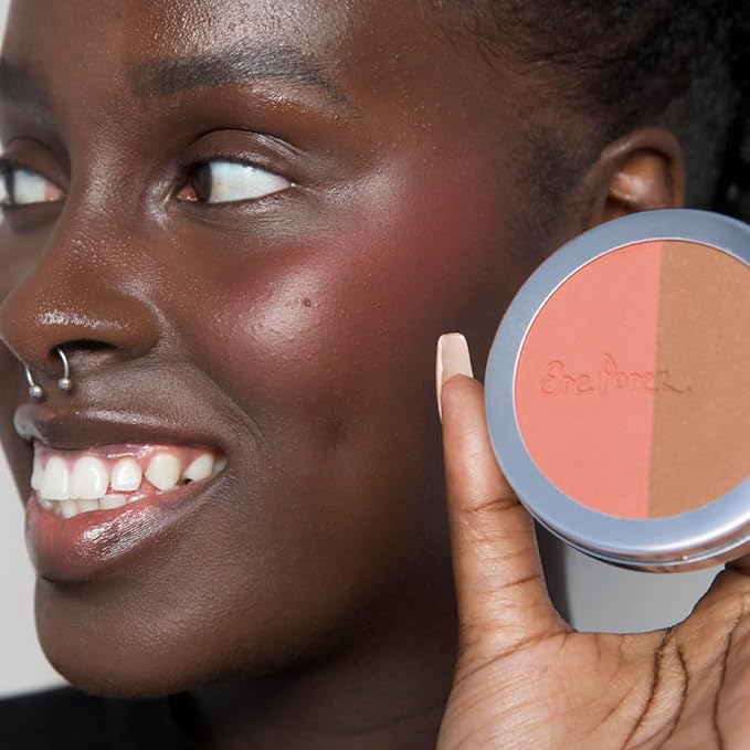 Ere Perez - Natural Rice Powder Blush + Bronzer Duo | Buildable, Breathable, Oil Absorbing, Medium Coverage | Vitamin E, Chamomile | Vegan, Cruelty-Free, Clean Beauty (Brooklyn)
