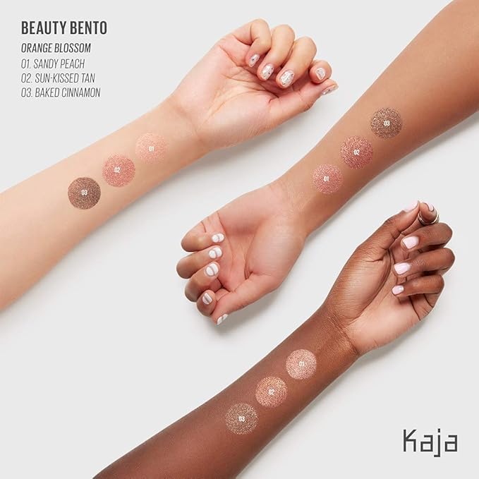 Kaja Lip & Blush Glazed Keychain Stain - Jelly Charm 01 Cherry Spritz + Beauty Bento Collection - Bouncy Eyeshadow Trio 02 Orange Blossom, 0.03 Oz Bundle