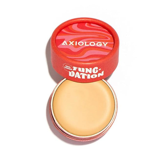Axiology Fungdation Mushroom Foundation Face Makeup Creamy Wrinkle Defying Minimize Fine Lines Infused with Reishi Deep Hydration Natural Youthful Look Light to Medium Coverage 11.3g (Shade 4)