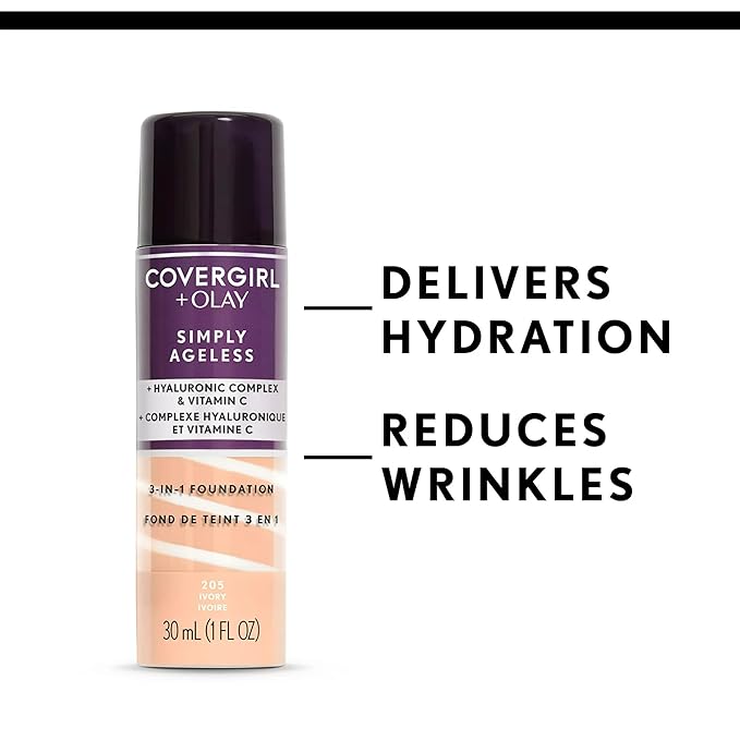 COVERGIRL+OLAY Simply Ageless 3-in-1 Liquid Foundation, Golden Tan, 1 Fl Oz (Pack of 1)