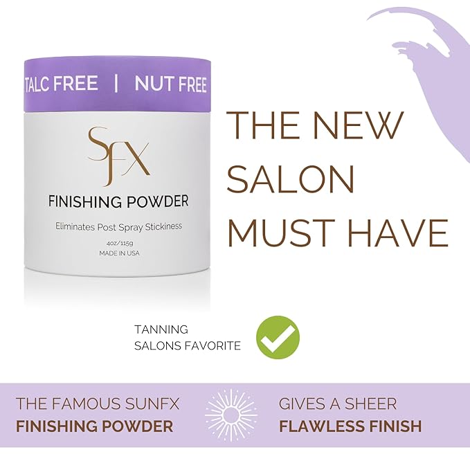 SunFX Post Spray Tan Translucent Finishing Powder | Talc-Free Bronzing & Setting Powder | Lightweight Shimmer Glow Enhancer | Vegan, Non-Comedogenic, Matte Finish | Sunless Tanning (lavender Haze)