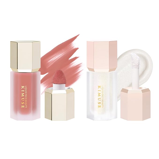 KIMUSE Liquid Blush & Weightless, Long-Wearing, Smudge Proof, Natural-Looking, Dewy Finish Glow Liquid Filter