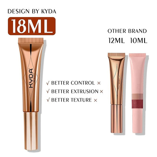 KYDA Highlighter Beauty Wand, Face Illuminator with Cushion Applicator, Natural Glossy Finish, Silky Smooth Cream, Face Highlighter Bronzer Makeup, Lightweight Blendable-Golden