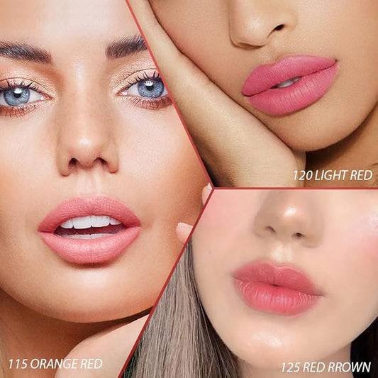 evpct Lip Tains Peel off, 3Pcs Peel off Lip Liner Tattoo Lip Stain Tint Gloss Makeup Set, Long Lasting Waterproof 24 Hours Matte Transfer-proof Color Stay Lipstick, Orange Red & Light Red & Nude Pink