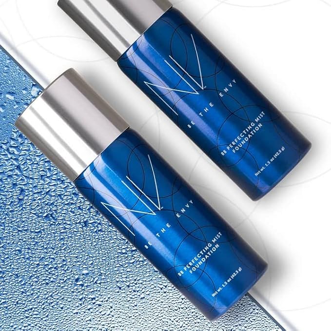 NV BB Perfecting Mist Foundation Buildable Coverage Professional Airbrush Makeup with Plant-based Stem Cell Polypeptides, Vitamins A, D, E and Aloe, 1.5 ounces, Warm Honey