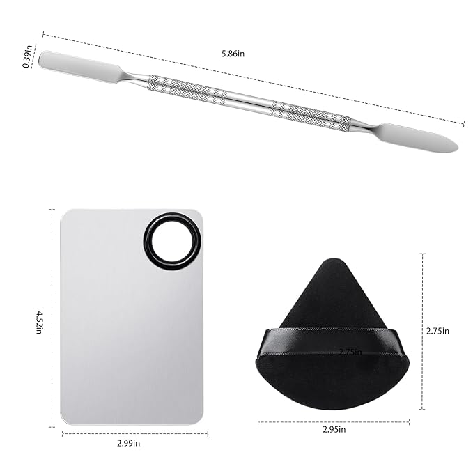 Etercycle 7-in-1 Makeup Spatula Powder Puff Set - Professional Cosmetic Palette with Triangle Puff for Eye Shadow, Eyelashes, Body Loose Powder - Wet and Dry Makeup Tool