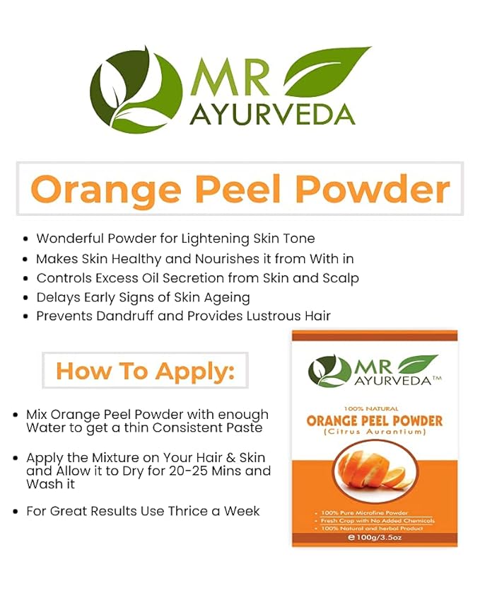 Sheltr 100% Organic Orange Peel Powder | Orange Peel Powder for Skin | Orange Peel Powder for Face | No Added Chemicals, 100 Grams