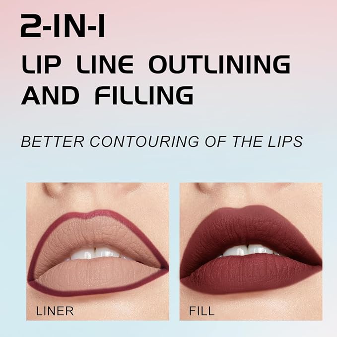 YOUNG VISION Gourd-Shaped Precision Liquid Lipstick & Lipliner - Nude Matte Shades