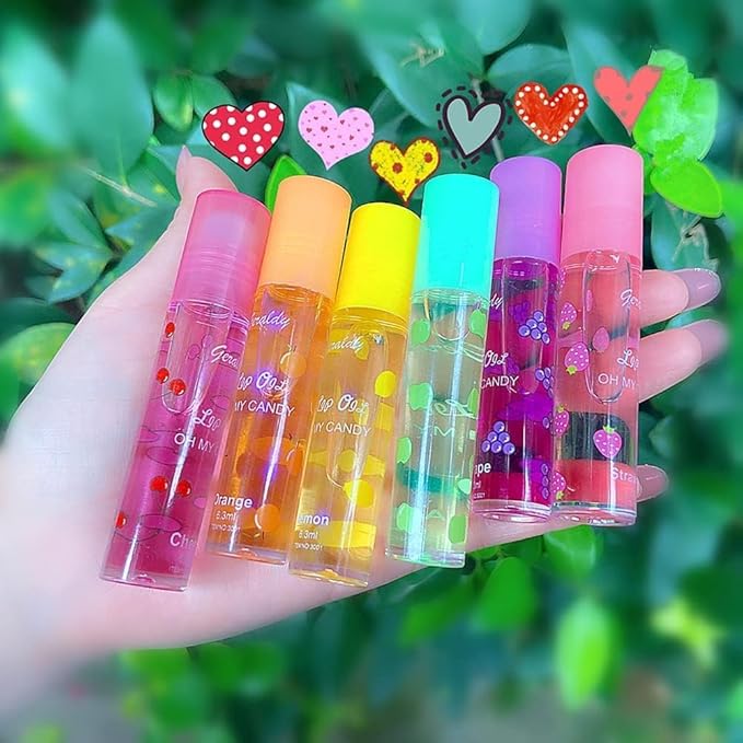 Moisturizing Lip Oil Set - 6 Pcs Roll-on Fresh Glaze, Transparent Colorless Lotion for Hydrating and Care (#4)