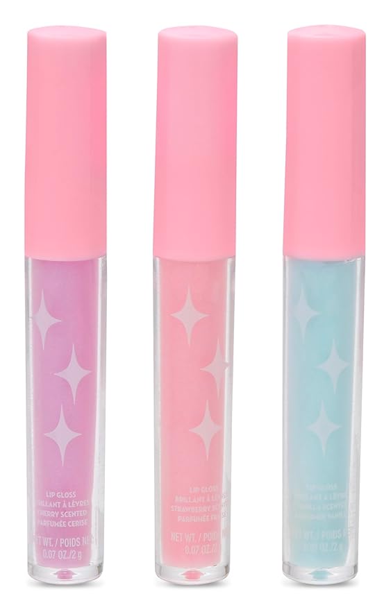 iscream Sparkle & Shine 3-piece Pastel Lip Gloss Set with Cherry, Vanilla & Strawberry Scents