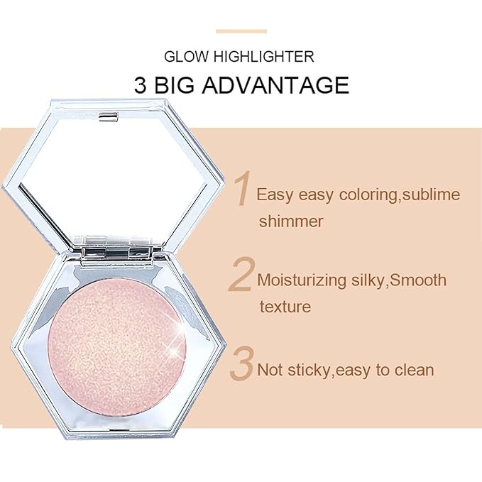 Shimmer Cream Highlighter Palette, Rose Gold, Glitter/Shimmery Finish, Long Lasting Waterproof Facial Cosmetic, Cruelty Free, 2.0 Fl Oz, 1 Unit