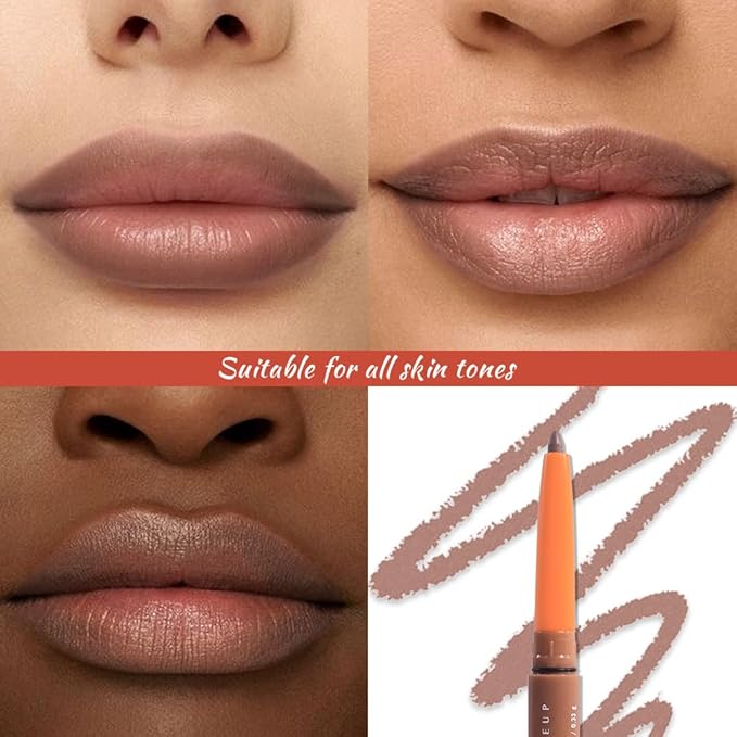 Retractable Matte Lip Liner Pencil, Light Brown Plump Lip Liners Long-Lasting Creamy Formula for Shaping & Sculpting lip filler pen, Subtle Touch Velvet Pigmented Crayon Lip Liner 09#