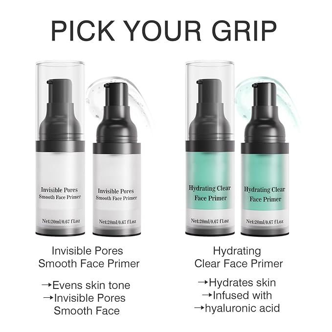 2Pcs Poreless Smoothing Face Primer & Hydrating Face Primer,Restoring Makeup Primer For Flawless,Smooth Skin & Long-Lasting Makeup,Fills In Pores & Fine Lines,Vegan & Cruelty-free