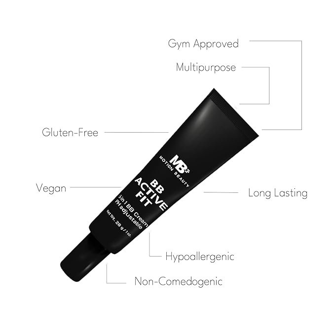 BB Active Fit: 5-in-1 Ph Self-Adjusting BB Cream for Sports & Workouts, Correcting Foundation Makeup Moisturizing Face Cream, Ultra-Light, Motion Proof, 1.0 Fl Oz