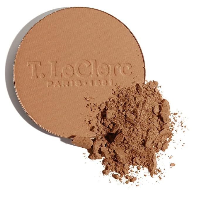 T.LeClerc Rice Compact Powder – Anti-Aging Pressed Powder with Brown Rice Ferment – Long-Lasting Natural Matte Finish – Moisturizing | Non-Comedogenic Face Powder (SAFRAN, 9G)