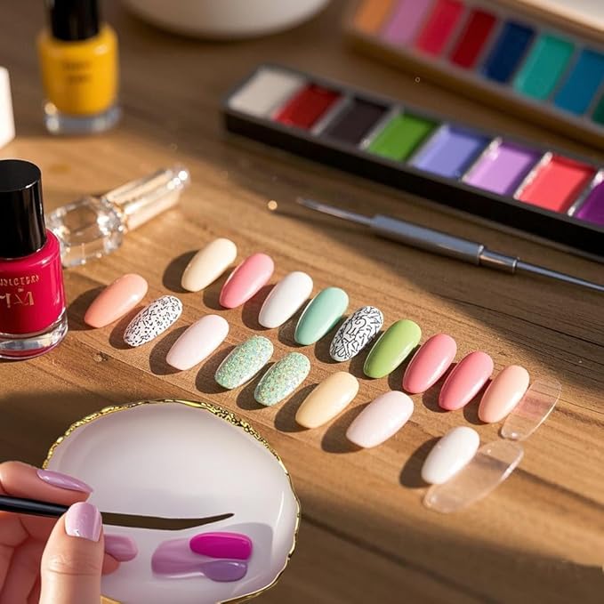 1 Piece of Resin Nail Art Palette Polished Color Mixing Tray Gilded Edge Makeup Display Board DIY Art Painting Tools (White)