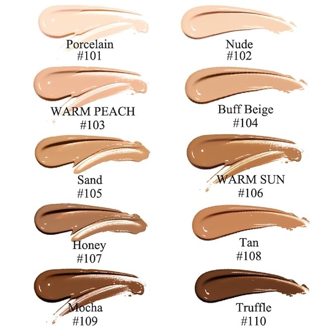 2 Pack PHOERA Foundation 102# Nude and 104# Buff Beige,Full Coverage Flawless Soft Matte 24 HR Oil Control Waterproof Concealer Liquid Foundation Makeup. 