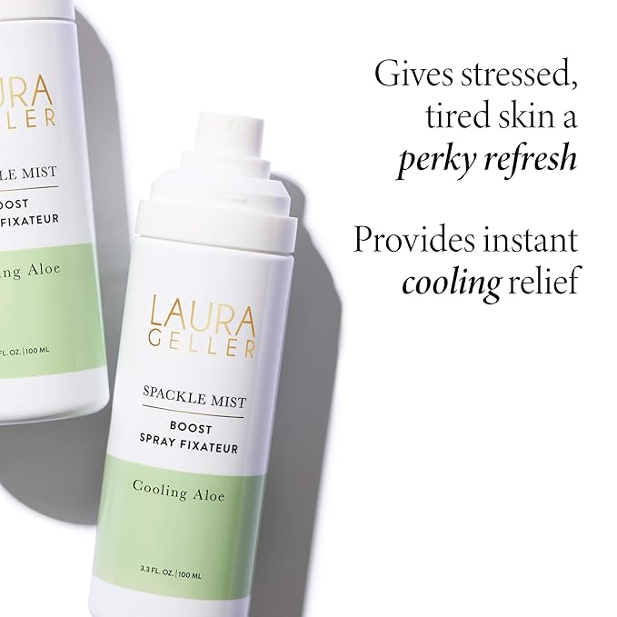 LAURA GELLER NEW YORK Baked Balance-n-Brighten Powder Foundation, Sand + Spackle Mist Boost with Cooling Aloe