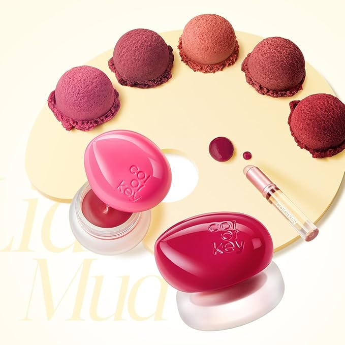 COLORKEY Bouncy Multi-Purpose Mud, Lip Tint, cheek, Moist Fit Without Stickiness, non-sticky, Creamy Soft Texture,Smudge-Proof (Q03-Peach Slushy, 4.5g)
