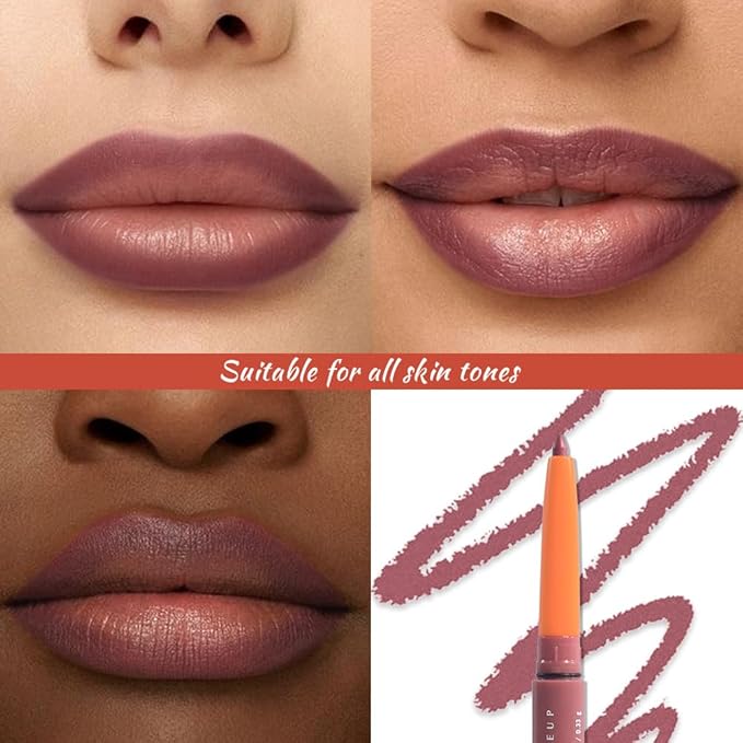 Retractable Matte Lip Liner Pencil, Brownish Red Plump Lip Liners Long-Lasting Creamy Formula for Shaping & Sculpting lip filler pen, Subtle Touch Velvet Pigmented Crayon Lip Liner 04#