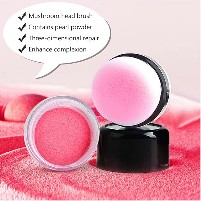 Loose Powder Air Cushion Blush Natural Blusher Bright Shimmer Face for Cheek Highly Pigmented Blush Makeup Easy to Blend Makeup Blushin, All Day Wear(03#)