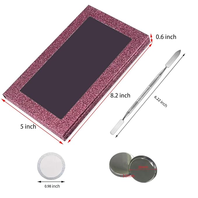 Professional Empty Makeup Magnetic Palette Set with 20 Adhesive Metal Stickers and 20 Empty Round Metal and 1 Depotting Spatula blush for powder and foundation (Wine red)