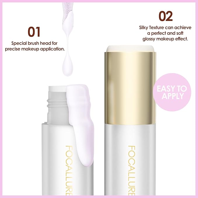 FOCALLURE Shimmer Liquid Highlighter, Smooth Cream Formula and Non-greasy Finish,Delivers a Natural Glow, Long Lasting Illuminator Highlighter Face Enhancing Makeup,Violet Ray
