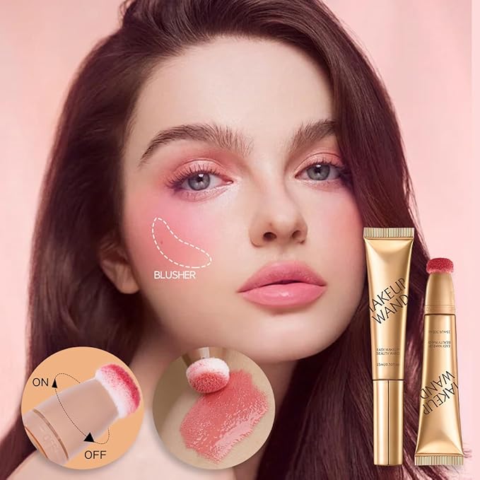 Summaryas Contour Wand & Blush Wand Duo - Blush|2 In 1 LiquidBlush Wand for Women with Applicator,Cream Contour Stick Makeup (#01, 15ml)