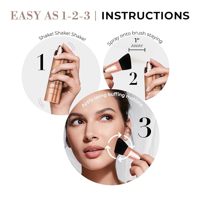 LUMINESS Airbrush Flawless 4-PC Makeup Kit - Includes Eyeshadow Palette, Airbrush Foundation, Primer & Makeup Brushes - Long-Lasting, Silky, Easy to Blend Make Up Set, Travel Size (07 - Warm)