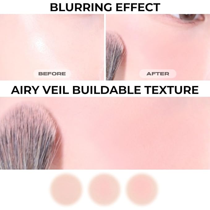 Fluffy Wear Blusher - Pressed Powder Cheek Blush with Airy and Soft Matte Blurring Finish Blendable & Buildable Natural Color Korean Makeup Vegan (07 MARSHMALLOW PINK)