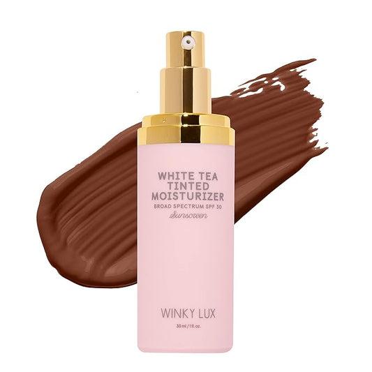 Winky Lux White Tea Tinted Moisturizer SPF 30 Sunscreen, Tinted Moisturizer for Face with SPF, Makeup SPF 30 Face Moisturizer with Vitamin E, Deep Plus
