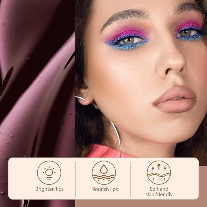 Matte Lip Stain Peel Off Lip liner with Tweezer, Dark Brown Peel Off Lip Stain, Long Lasting Waterproof Lipstick Lip Gloss Tattoo, Transfer-proof for All Skin Types, 0.12 fl oz 05#