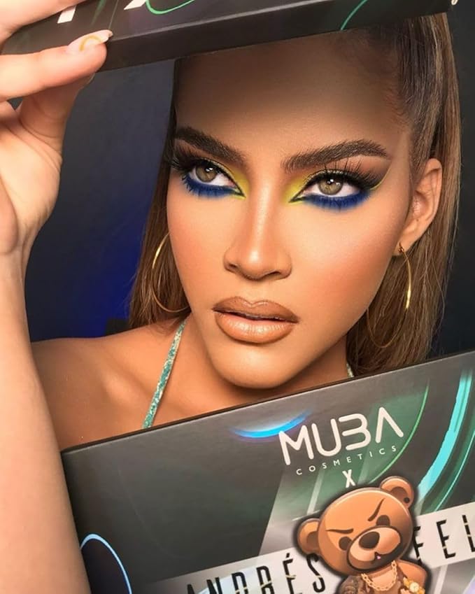 MUBA COSMETICS Andrés Felipe All in One Makeup Palette - Face Makeup Set with 12-Color Matte & Shimmer Eyeshadow Palette with Face Highlighter, Makeup Blush, Contour Powder