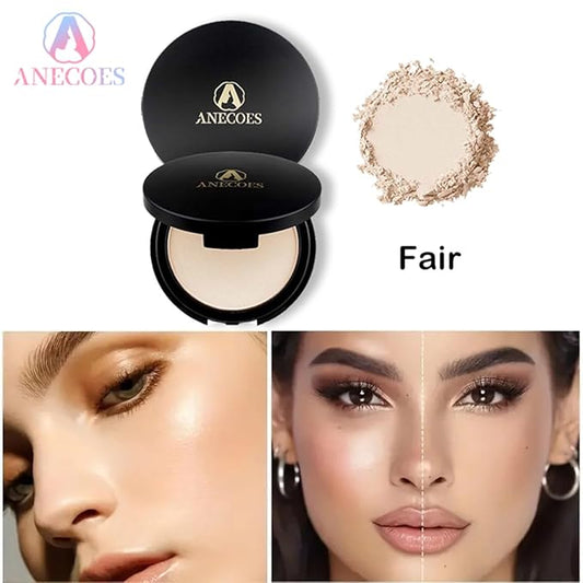 Matte Pressed Powder Makeup Breathable Flawless Foundation 2 Colors, Face Setting Powder Oil-control Moisturizing Non-Sticky,Waterproof Long Lasting Finishing Powder(#02 Fair)